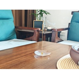 Ercao Incense Stick Holder，Icense Holder，Universal Icense Holder for Sticks，IncenseBurner (Incense Holder-Glass-Golden Border)