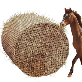 6x6ft Round Bale Hay Net for Horses，Square Slow Feed Hay Nets for Horses，Durable Nylon Knotless Slow Feeder Hay Nets，1.75 inch hole，Wrap Around the Hay Bale，Slow feeding hay net for healthy feeding