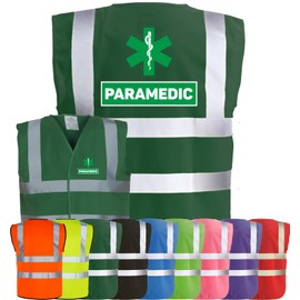 Corporate Togs PARAMEDIC Printed Hi-Vis Waistcoat - 2 Band & brace Hi-Vis Strips, High Visibility, Fastening Waistcoat | Protective Safety Wear