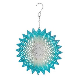 BEAUTIFUL METAL WIND SPINNER SUN CATCHER HANGING GARDEN ORNAMENT WHIRL BLUE 6"