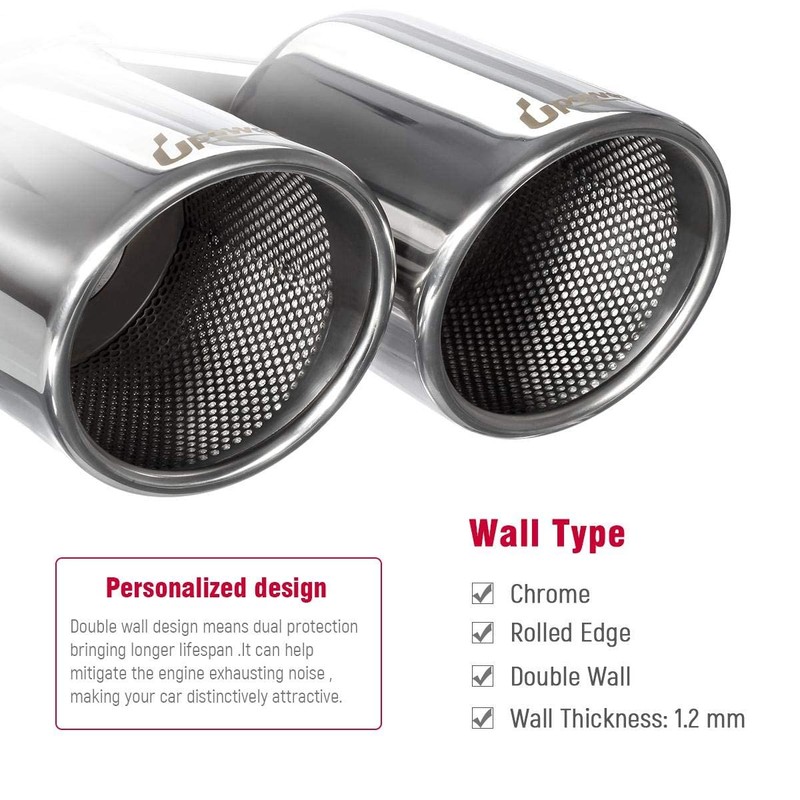 Upower 2.5" to 3.5" Dual Staggered Exhaust Tips 2 1/2