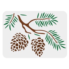 FINGERINSPIRE Pine Cone Stencil 29.7 x 21 cm Pine Cones Stencil Plastic Trees Pine Cones Painting Stencil Reusable Pine Pattern Stencils for Painting on Wood, Floor, Wall and Tiles