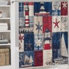 HDESDIS 4Pcs Abstract Sea Lighthouse Shower Curtain Sets with Rugs,