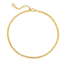 Dremmy Studios Anklet for Women 14K Gold Plated Cuban Chain Ankle Bracelets Dainty Boho Simple Beach Summer Link Foot Jewelry