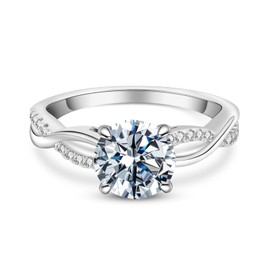 Elio Passero 1CT CZ Engagement Rings for Women,Women's Round Cut Twisted Vine Wedding Bands Sterling Silver Engagement Promise Rings with 18K White Gold Plated Size 5