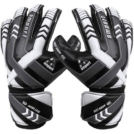 amport Goalkeeper Gloves – Finger Spine Protection, Hybrid Cut & Wide Double Layer Wristband – Unique Designed, Best Grippy and Consistent Palm Grip Goalie Gloves for Kids, Youth & Adult