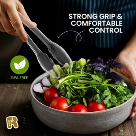 12 Pack Large Plastic Serving Tongs For Buffet - Plastic Serving Utensils For Hot And Cold Food - Disposable Serving Tongs For Parties, Holidays And Gatherings (Clear)