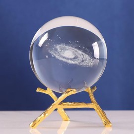 LFRNZS Crystal Ball 3D Crystal Ball with Stand, Home Decor, Office Decor， Crystal Decorative Ball, Crystal Sphere, Decorative Balls, Gift for Boys (Style 2)