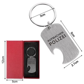 Gifts for Men Bottle Opener Key Ring Open Police, Red Gift Box
