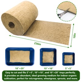 luperasol 1 Roll 10" X 236"Microgreen Grow Mat, Hydroponic Grow Pads Natural Fiber Grow Mats, Microgreens Growing Kit, Indoor Organic Production for Wheatgrass Sprouts Starter Tray