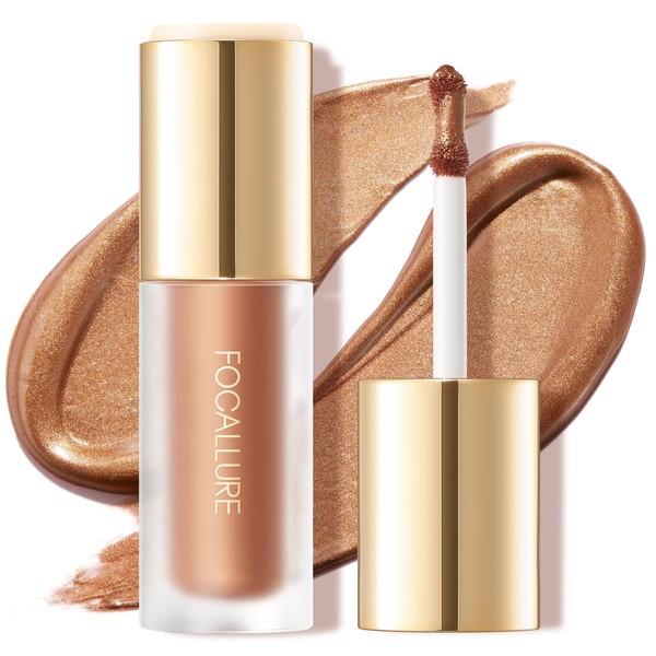 FOCALLURE Shimmer Liquid Highlighter, Smooth Cream Formula and Non-greasy Finish,Delivers