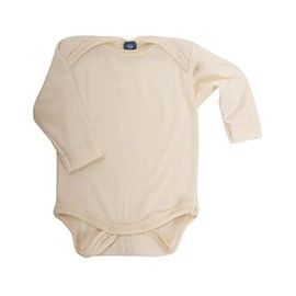 Cosilana, Baby Bodysuit Long Sleeve, 70% Wool, 30% Silk (Natural, 86-92), natural