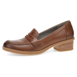 Dansko Danica Heeled Loafer for Women - Waterproof Leather with Rubber Outsole and Leather Stacked Heel for Long-Lasting Style in Any Weather Tan 6.5-7 M US