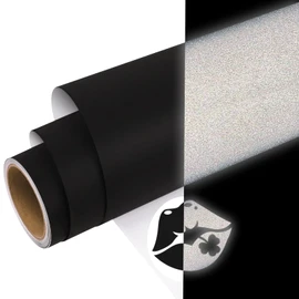 WRAPXPERT Black Reflective Vinyl for Cricut, 12" x5ft Reflective Vinyl Permanent Adhesive Roll for Mailbox Numbers, Cars, Trucks, Motorcycles, Bikes, Helmets, Reflective Black