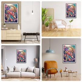 DAERLE Diamond Painting Dream Catcher with Flowers, 5D Diamond Painting Pictures Dream Catcher, Diamond Painting Cross Stitch Embroidery Craft Set for Adults, Wall Decorations for Home 30 x 40 cm