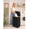 IEGrow Laundry Hamper with Lid, 110L Laundry Basket with Bag,Black