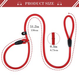 1Pc Nylon Dog Training Rope Slip Lead Dog Leash Durable Dog Traction Rope Durable Dog Traction Rope Suitable for Small Medium Dogs (Red)