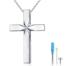 Cross Cremation Jewelry 925 Sterling Silver Urn Necklaces for Ashes for Men Women Memorial Jewelry with Engraved Bible Verse Cross Ashes Holder Keepsake for Loved Ones