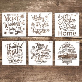 Plantilla decorativa reutilizable para manualidades, pintura en tartas, galletas, madera, lona, piso, pared (5.9 x 5.9 pulgadas), juego de 9 unidades (invierno)