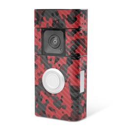 MightySkins Carbon Fiber Skin Compatible with Ring Video Doorbell Plus - Red Modern Camo | Protective, Durable Textured Carbon Fiber Finish | Easy to Apply