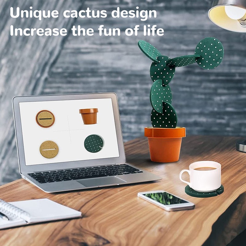 6PCS Cactus Coaster Set Heat Insulation Antislip Multifunctional DIY Funny