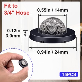 PAGOW 15pcs Hose Filter Washers, Stainless Steel Hose Screen Inlet Hose Coupling with Strainer, Fittings for 3/4 Inch Garden Hose Connector & 5/8" Washing Machine