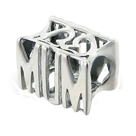 Silvadore - Silver Bead - ''Mum'' Hearts X2 Funky Love Mothers Day Gift Mom - 925 Sterling Charm 3D Slide On 397 - Fits European Bracelet - Gift Boxed