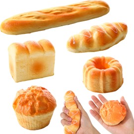 Foilswirl 5 Pcs Bread Stress Toy Soft Toast Bread Shape Squishes Toy Slow Rising Toy Anxiety Relief Food Toy for Kids Adult Tricky Funny Birthday Gifts Simulation Fake Food Stress Toy Balls (Style 2)