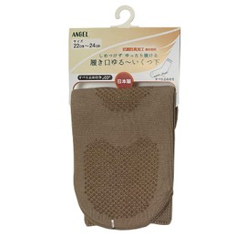 Angel Loose Opening Socks, Non-Slip, 8.7 - 9.4 inches (22 - 24 cm), Beige