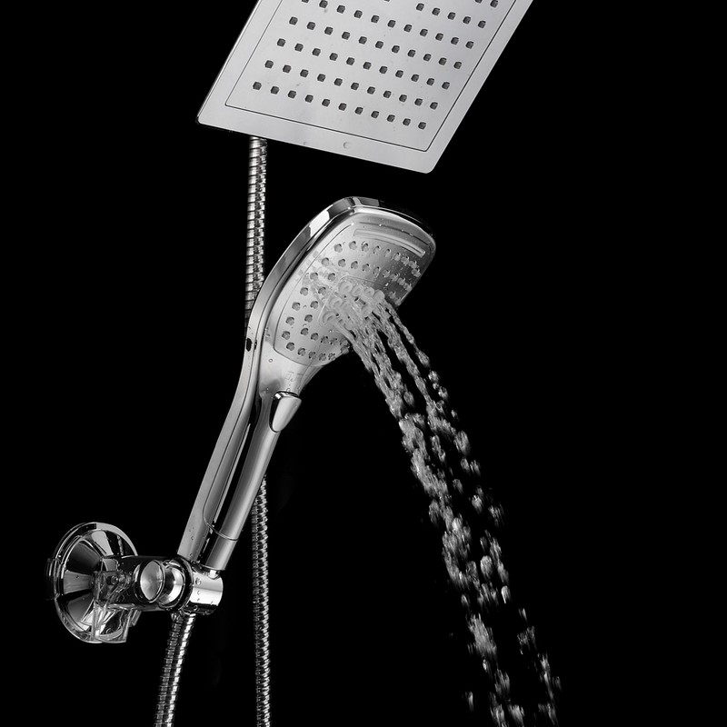 Dream Spa Ultra-Luxury 9" Rainfall Shower Head/Handheld Combo. Convenient Push-Button
