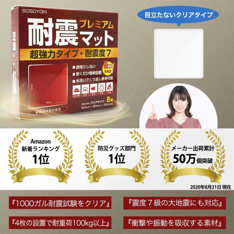 SOSOYOKI Earthquake Resistant Mat, Premium, Super Strong, Seismic Intensity 7,