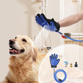 Busteelight Dog Shower Attachment & Dog Washing Hose Attachment – The Ultimate Dog Wash Shower Attachment with Dog Bath Gloves & Scrubber for Grooming