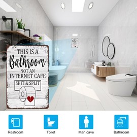 VIVENBOPTI Bathroom Decor Signs Metal Tin Sign Funny Sarcastic Party Wall Art Decor Toilet Signs For Bathroom Door Restroom Door Signs This Is A Bathroom Not An Internet Cafe Sign 12x8 Inches