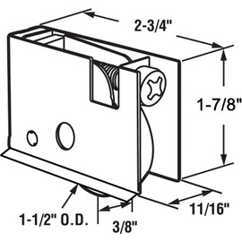 2 Pack Sliding Patio Door Roller Assembly Fits for Pella Wood Glass Doors P/N #0C8P0001, 1-1/2" Steel Ball Bearing, Edge Adjustable, Stainless Steel Housing with Flange