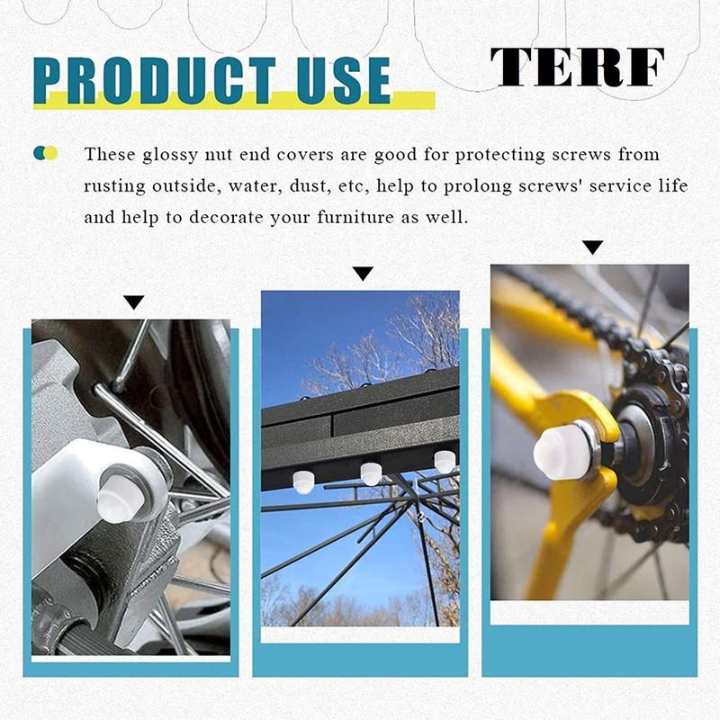 TERF® M6 Grey Plastic Hex Nut Bolt Dome Cap Cover