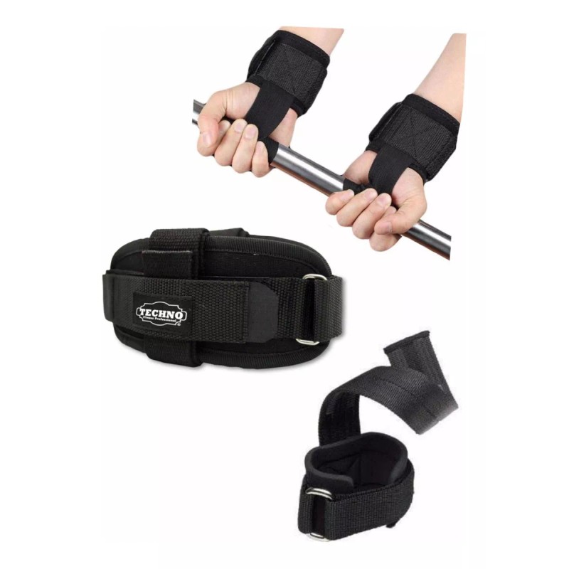 Techno Cintas Para Pesas Con Muñequera + Vendas Para Rodilla