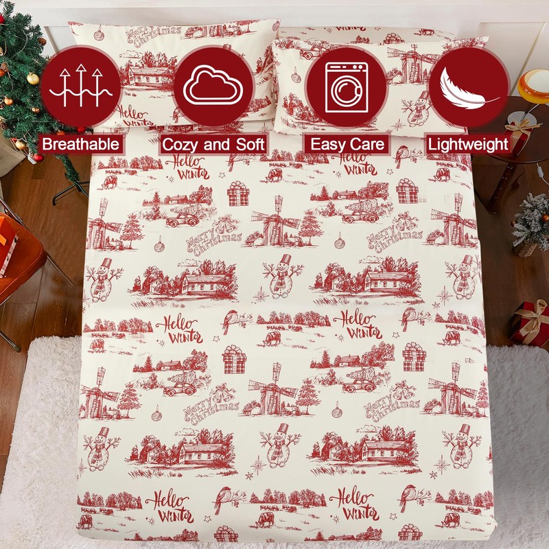 Christmas Fitted Sheet King Christmas Tree Bed Sheet Easy Care