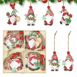 CHEERYMAGIC Christmas Wooden Ornaments,12PCS Colored Faceless Doll Tree Pendant Christmas Gnomes Pendant Hanging Ornaments Xmas Party Decoration Children Gift Xmas Gifts A4WLLRGJ (B)