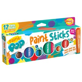 Paint Pop Paint Sticks For Kids - 12 Pack Assorted Colours - Twist & Paint, Mess-Free, Fast Drying Action, Easy Clean Up, Vibrant Colours, Multi-Surface