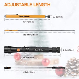 EverBrite 2-Piece Magnetic Pick Up Tool Set, Telescoping 360 Swivel Extensible Magnet Tool with LED Light, Gift for Dad, Mom, Husband, Birthday, Mechanic & Garage Tool