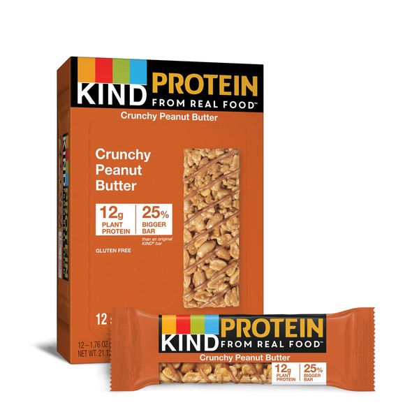 KIND Protein Bars, Crunchy Peanut Butter, Gluten Free, 12g Protein,1.76Ounce, 12 count