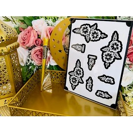 DIY Body Art Henna Stencil Kit, Shireen Henna Readymade Natural Instant Henna Cone, Temporary Tattoo Design Templates (Design-02, 2, count)