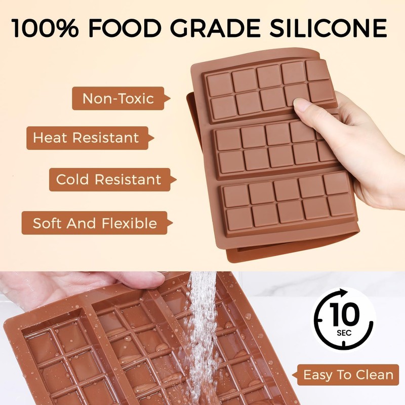 Fimary Chocolate Bar Mold - Non-Stick Chocolate Molds, Food Grade