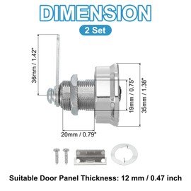 PATIKIL Combination Cam Lock 2 Pcs Zinc Alloy Keyless 3-Digit Password File Cabinet Lock 13/16" Cylinder Chrome Finish Security Lock with Screw for Drawer Cupboard Silver