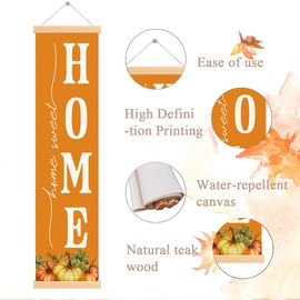 Happy Thanksgiving Banner, Fall Porch Decor, Fall Hanging Banners, Pumpkin Porch Decorations Outdoor for Home Office Holiday, Farmhouse Wall Hanging Banner 7.8×31.5 inches Fall 06