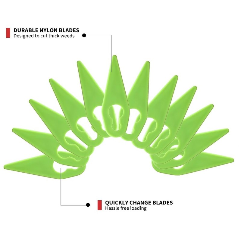 FourShow 50Pcs【PA6】 Plastic Blades Compatible with Gtech Grass Trimmer Strimmer