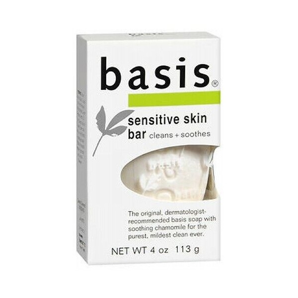 Basis Sensitive Skin Bar Soap Cleanns Plus Smoothes 4 oz