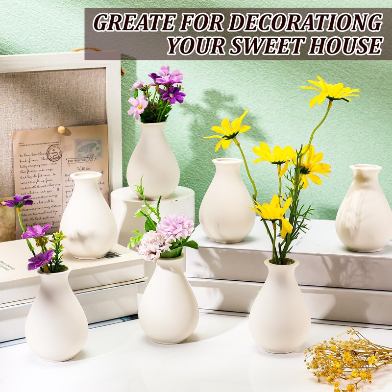 Tioncy 15 Pack White Ceramic Bud Vases Bulk Boho Small