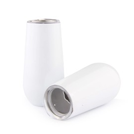 Sivaphe 2 Pack Insulated Stemless Champagne Flutes, 6 oz Stainless Steel Cocktail Toast Cups Unbreakable Birthday/Thanks Gift for Women(White)