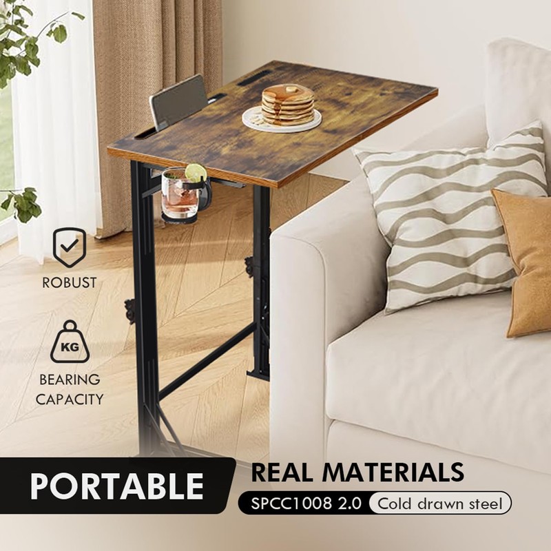 YIBOLIN'S Folding TV Tray Table, Heavy Duty Sturdy C-Shaped End